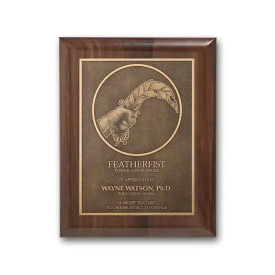 Double Etch Plaq - Walnut Piano Finish Crystal House