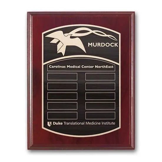 Etch Antiqued Plaq - Mahogany Crystal House