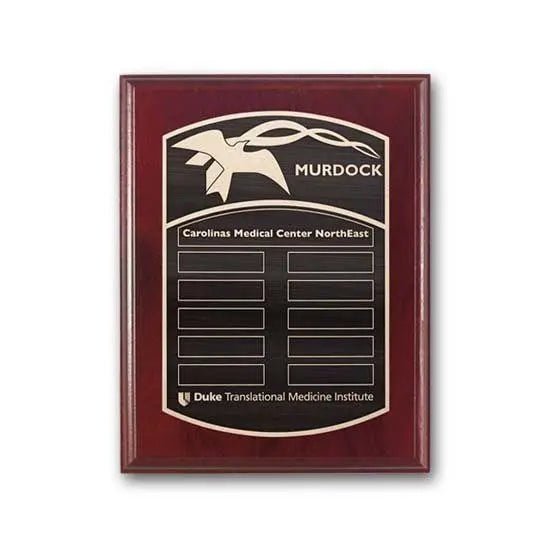 Etch Antiqued Plaq - Mahogany Crystal House