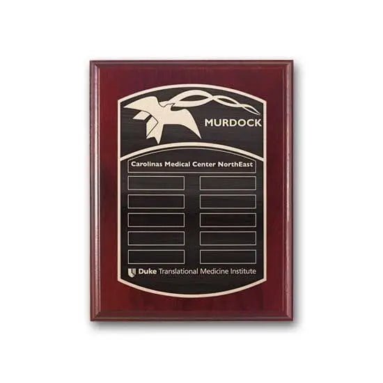 Etch Antiqued Plaq - Mahogany Crystal House