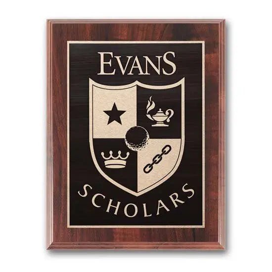 Etch Antiqued Plaq - Walnut Finish Crystal House