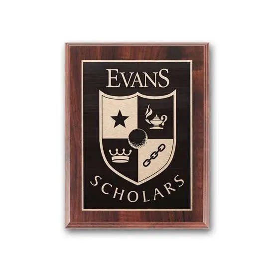 Etch Antiqued Plaq - Walnut Finish Crystal House