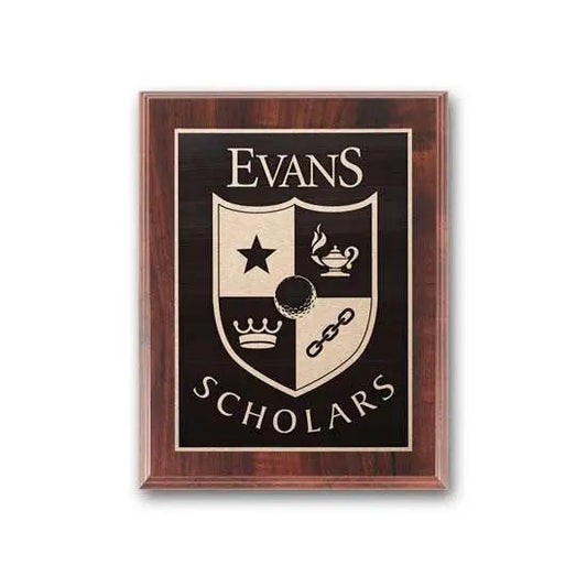 Etch Antiqued Plaq - Walnut Finish Crystal House