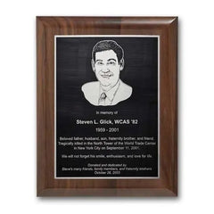 Etch Antiqued Plaq - Walnut Piano Finish Crystal House