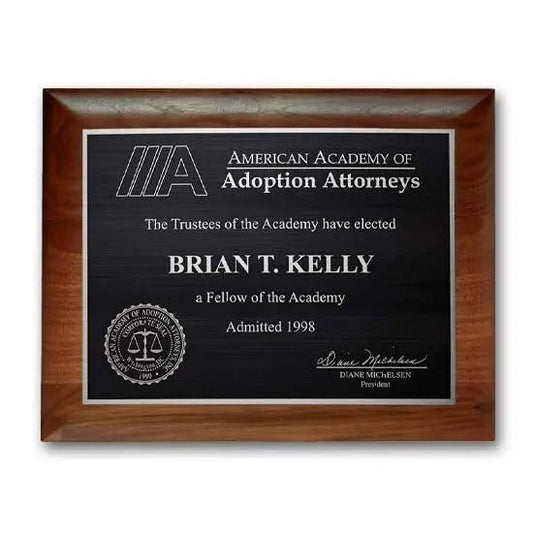 Etch Antiqued Plaq - Walnut Rolled Edge Crystal House