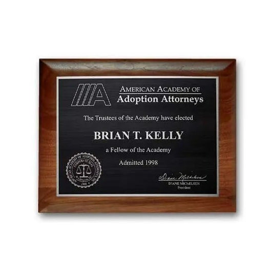 Etch Antiqued Plaq - Walnut Rolled Edge Crystal House