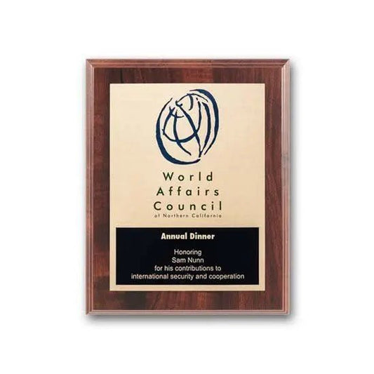 Etch Colorfill Plaq - Walnut Finish Crystal House