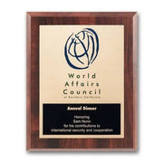 Etch Colorfill Plaq - Walnut Finish Crystal House