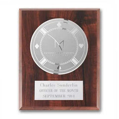 Etch Frosted Plaq - Walnut Finish Crystal House