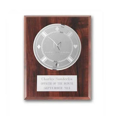 Etch Frosted Plaq - Walnut Finish Crystal House