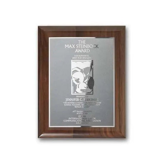 Etch Frosted Plaq - Walnut Piano Finish Crystal House