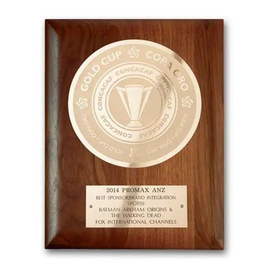 Etch Frosted Plaq - Walnut Rolled Edge Crystal House