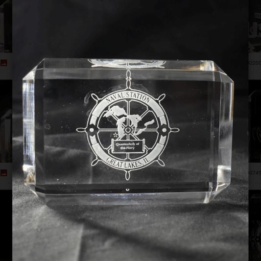 Faceted Paperweight with Great Lakes Logo - Crystal House