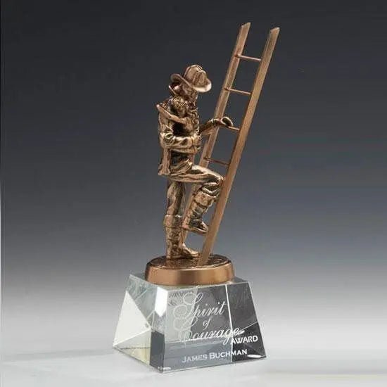 Fireman w Child metal Crystal House
