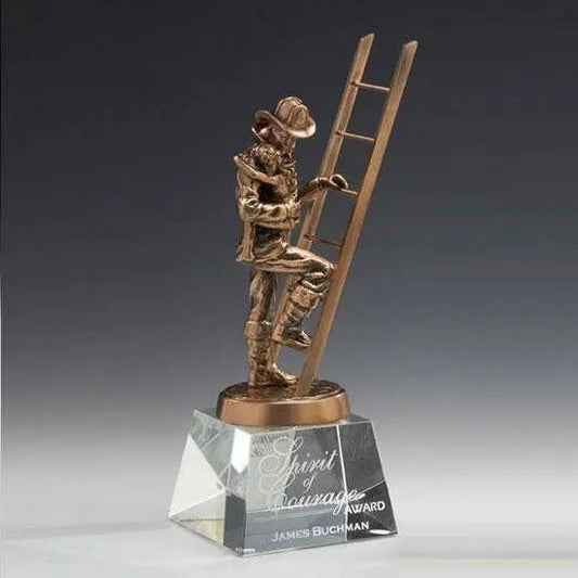 Fireman w Child metal Crystal House