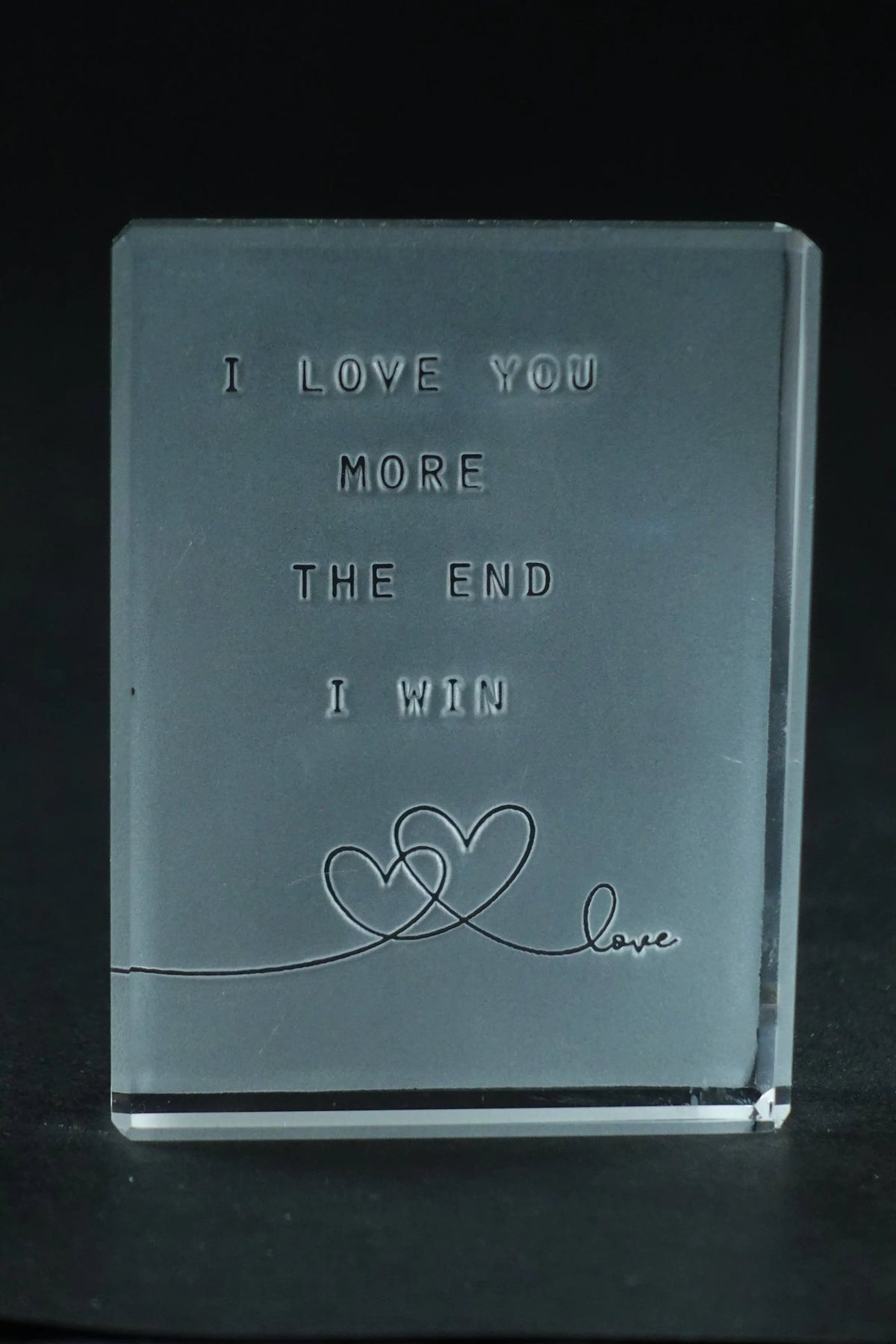 I Love You, I Win | Frosted Paperweight Crystal House