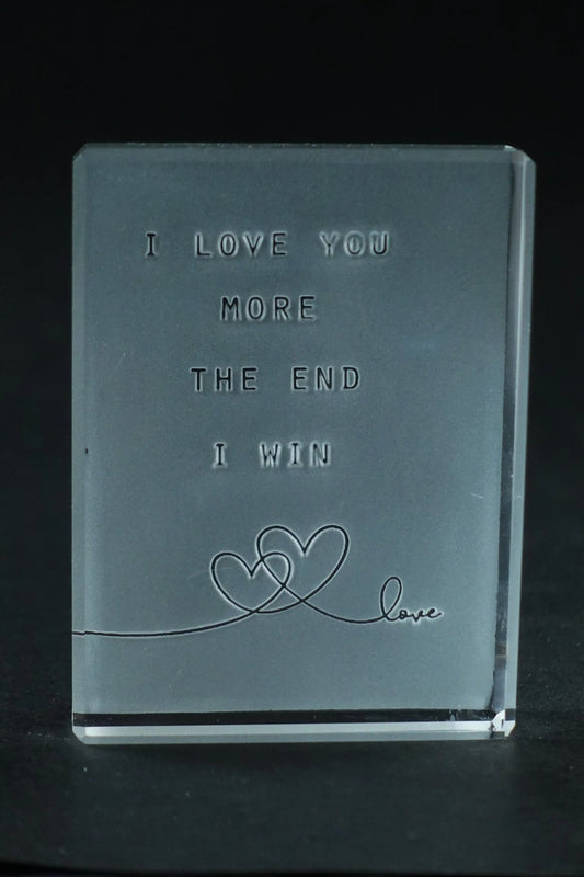 I Love You, I Win | Frosted Paperweight Crystal House