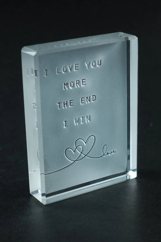I Love You, I Win | Frosted Paperweight Crystal House