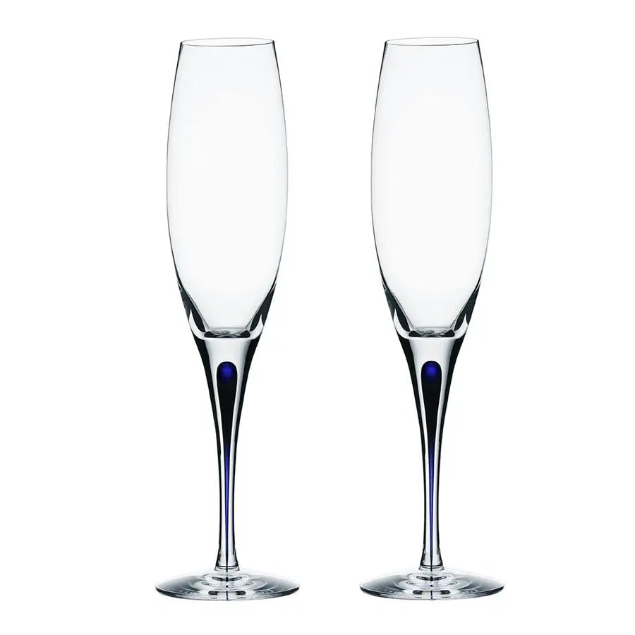 Intermezzo Blue Champagne pair Orrefors