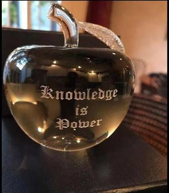 Knowledge is Power Crystal Apple paperweight with stunning detail