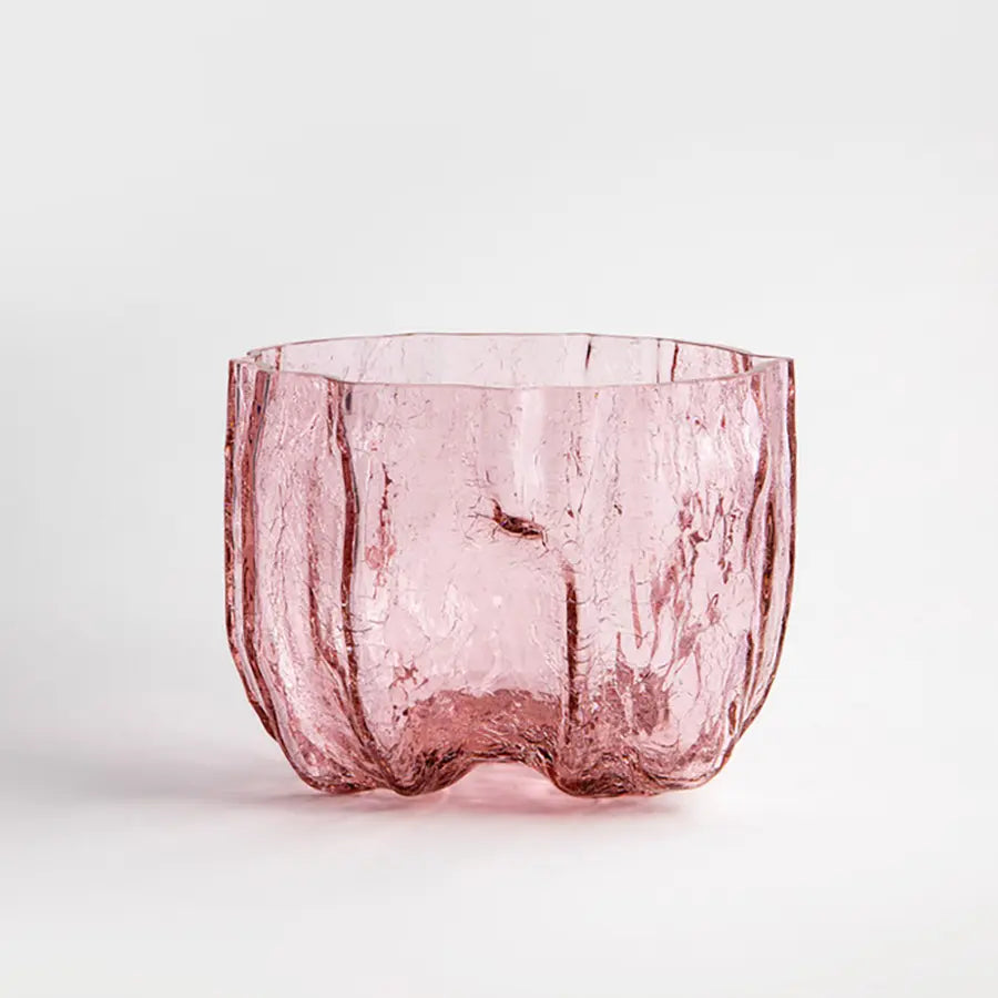 Crackle Crackle Bowl Pink Low by Ã…sa Jungnelius Kosta Boda