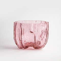 Crackle Crackle Bowl Pink Low by Ã…sa Jungnelius Kosta Boda