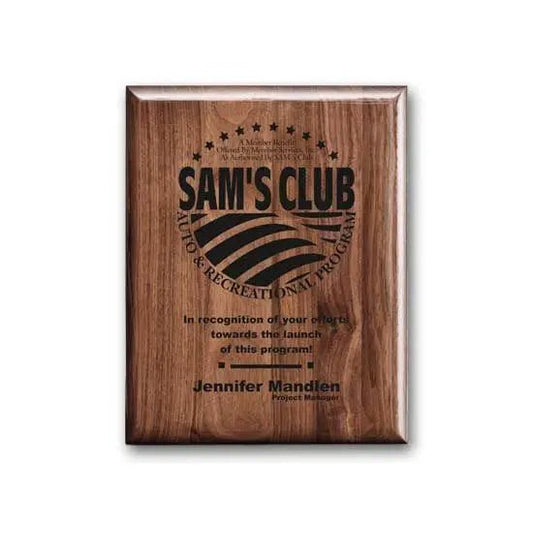 Laser Engraved Plaq - Walnut Piano Finish Crystal House