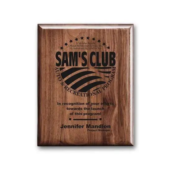 Laser Engraved Plaq - Walnut Piano Finish Crystal House
