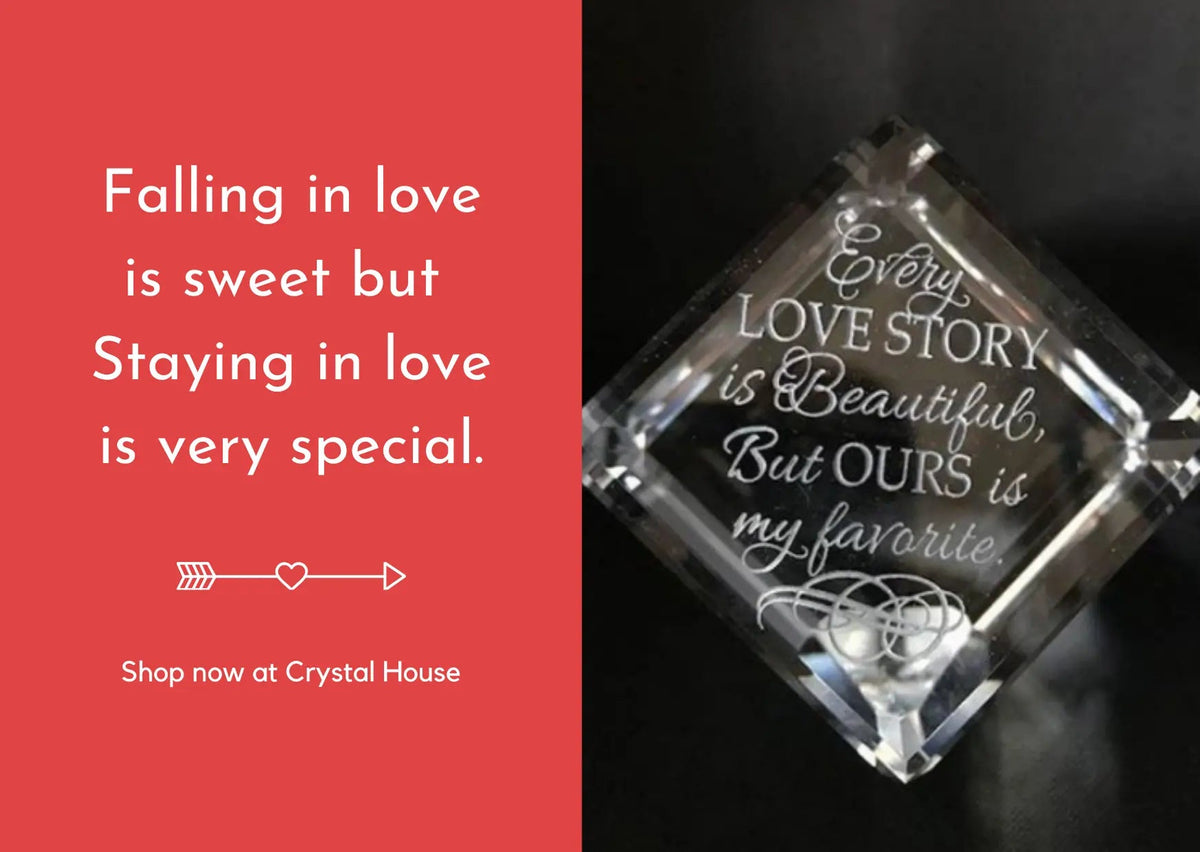 Love Diamond - Cube Paperweight crystal romantic keepsake