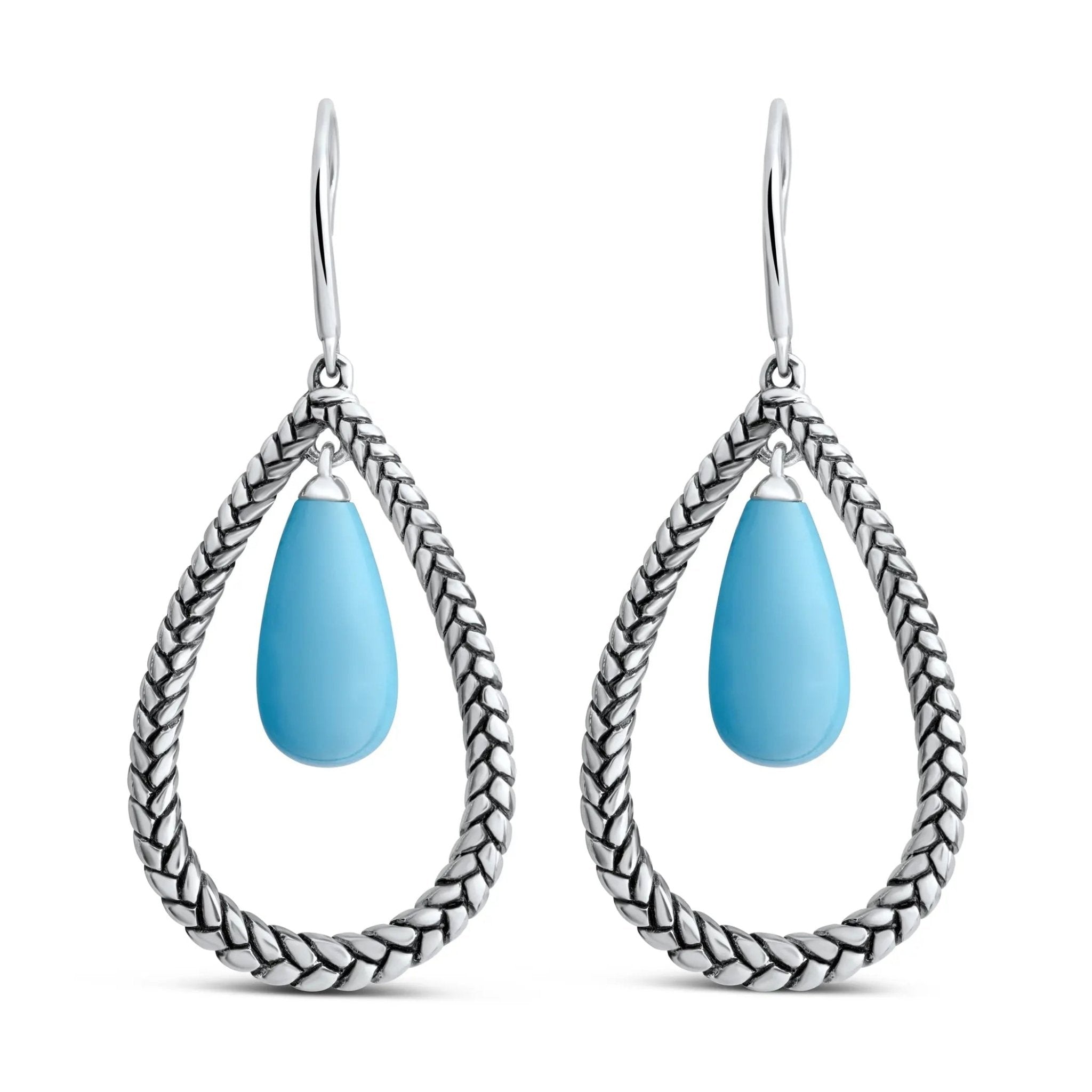 Marina Braid Silver Floating Pear Earrings Nambé