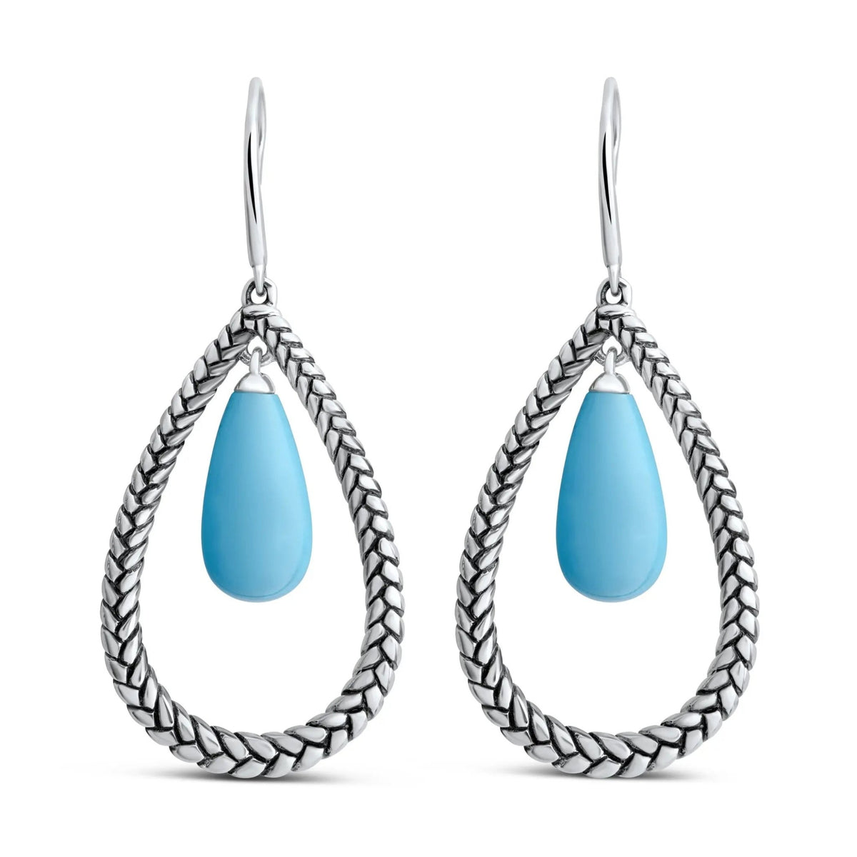Marina Braid Silver Floating Pear Earrings Nambé