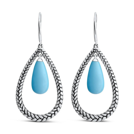 Marina Braid Silver Floating Pear Earrings Nambé 