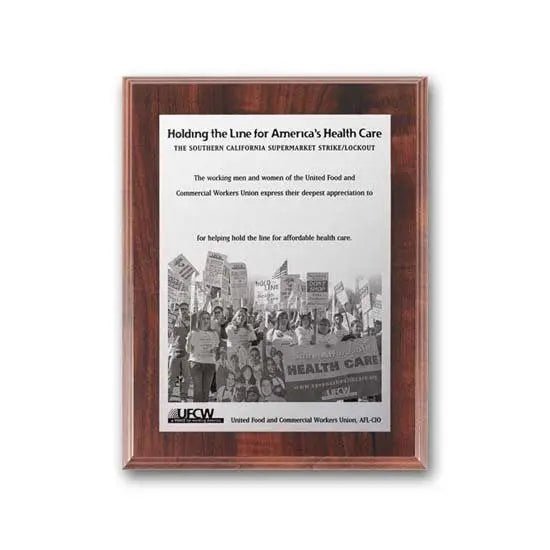 Metal Photo Plaque - Walnut Finish Crystal House