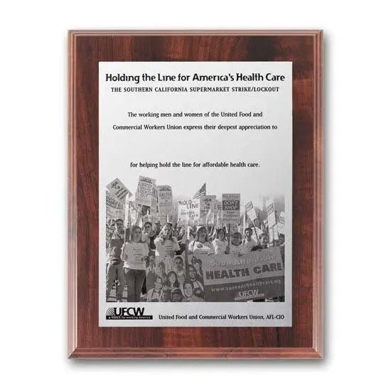 Metal Photo Plaque - Walnut Finish Crystal House