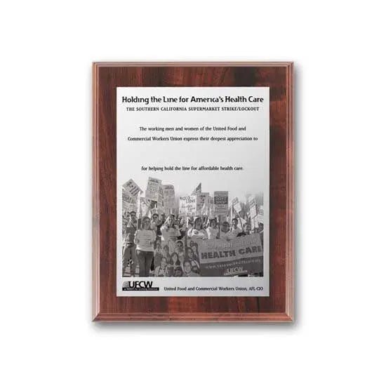 Metal Photo Plaque - Walnut Finish Crystal House
