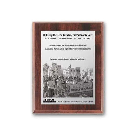 Metal Photo Plaque - Walnut Finish Crystal House