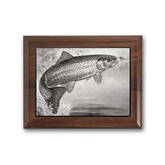Metal Photo Plaque - Walnut Piano Finish Crystal House