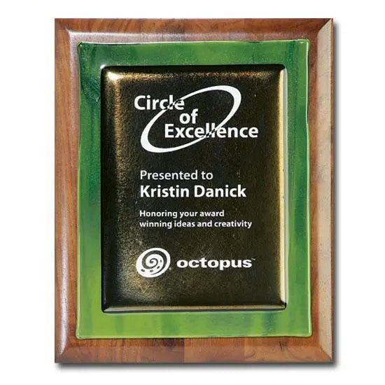 Metallic Fusion Plaque - Green Crystal House