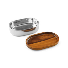 Oblong Nest Bowl w/ Wood Lid Nambe