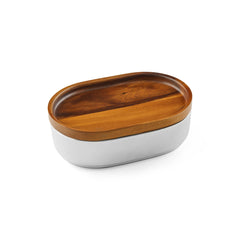 Oblong Nest Bowl w/ Wood Lid Nambe