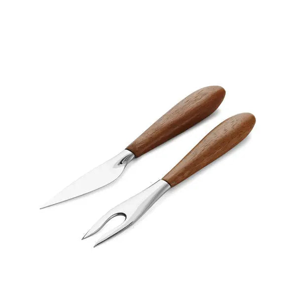 Curvo Cheese Set - Cheese Knife and Fork - Crystal House