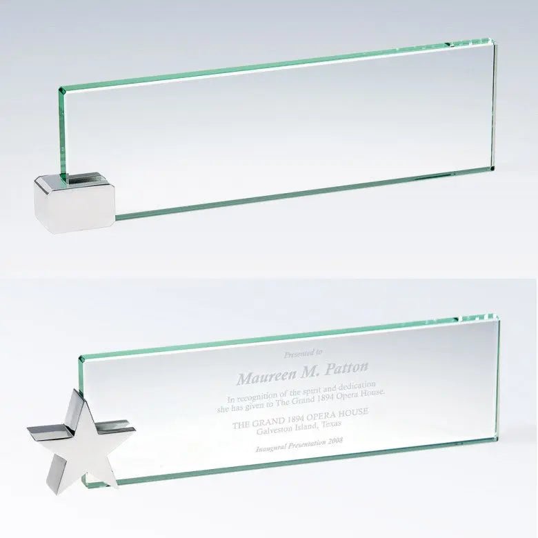 NAMEPLATE W/ BRASS HOLDER Crystal House - Prism