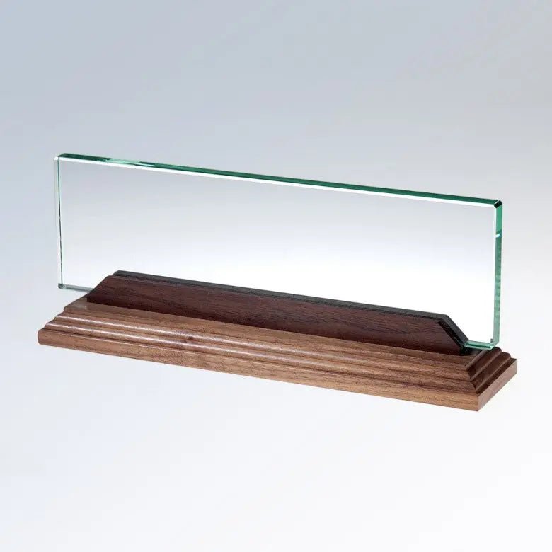 NAMEPLATE W/ WALNUT BASE Crystal House - Prism
