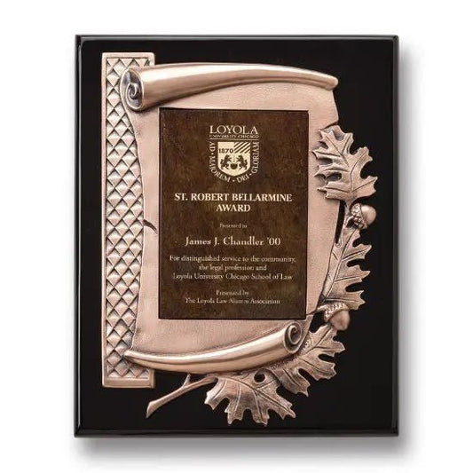 Oak Leaf Plaque - Gold Ebony Crystal House
