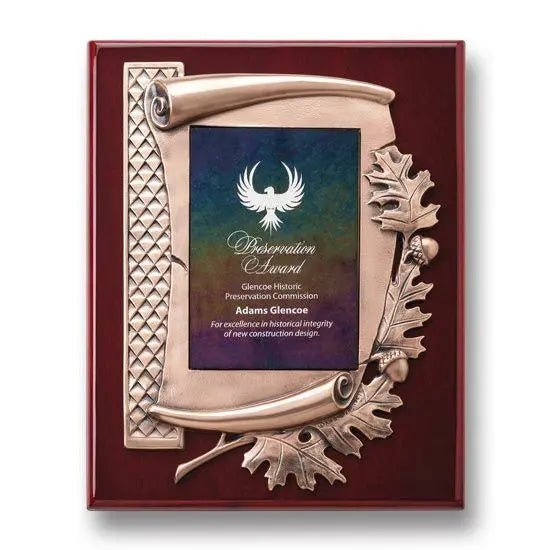 Oak Leaf Plaque - Gold Rosewood Crystal House