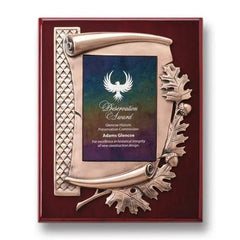 Oak Leaf Plaque - Gold Rosewood Crystal House