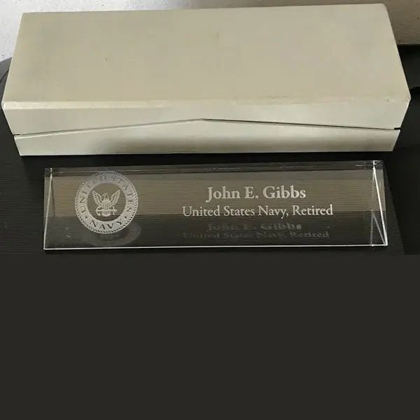 Optic Crystal Name Plate - Engraved Crystal House