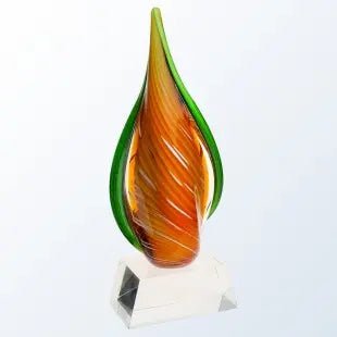 ORANGE CREAMSICLE WITH BLACK/CLEAR BASE - ART GLASS Crystal House - Prism
