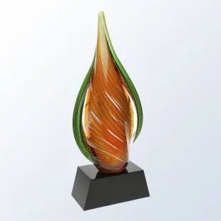 ORANGE CREAMSICLE WITH BLACK/CLEAR BASE - ART GLASS Crystal House - Prism
