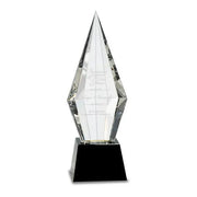 "Personalized Diamond Crystal Trophy on Black Base, Custom Engraved Corporate Award.